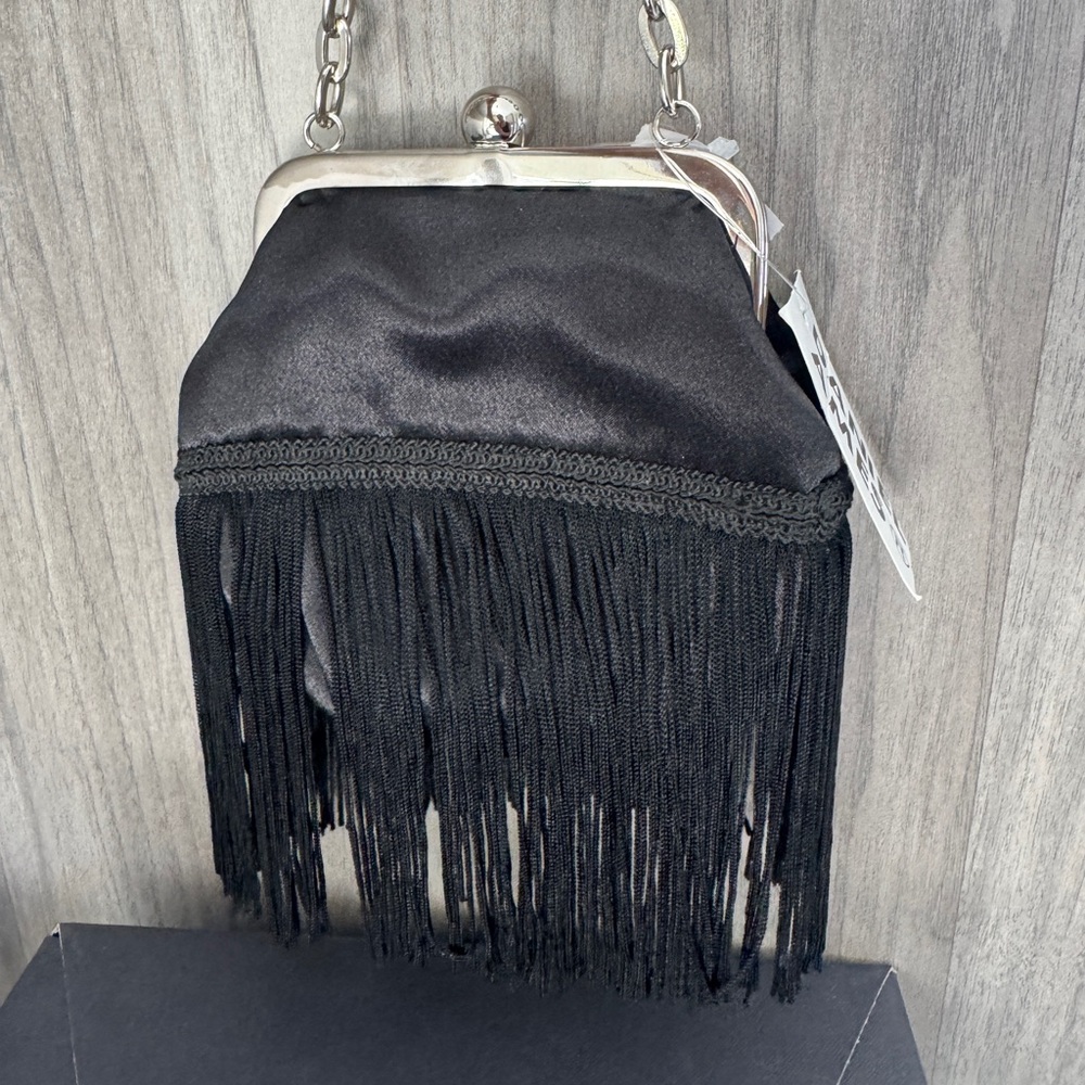 Daniel Ames Black Fringe mini evening Handbag